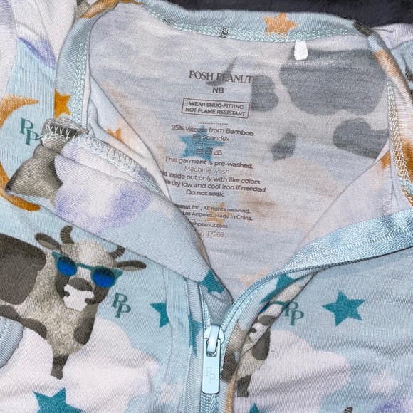 Newborn (fit 0-3) Posh Peanut Tex Cow Jumped Over Moon Zipper Footie - Picture 8 of 12